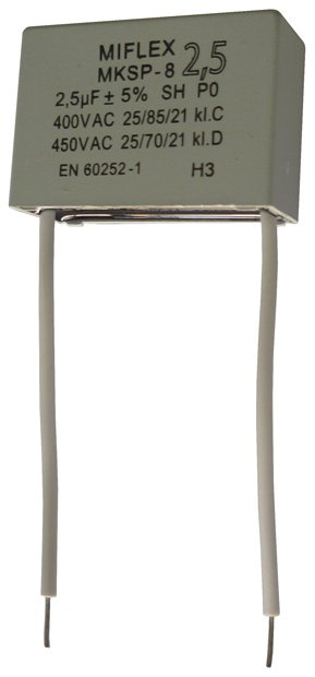 Betriebskondensator, Rechteckig 2,5 µF zum Einbau, 3,99