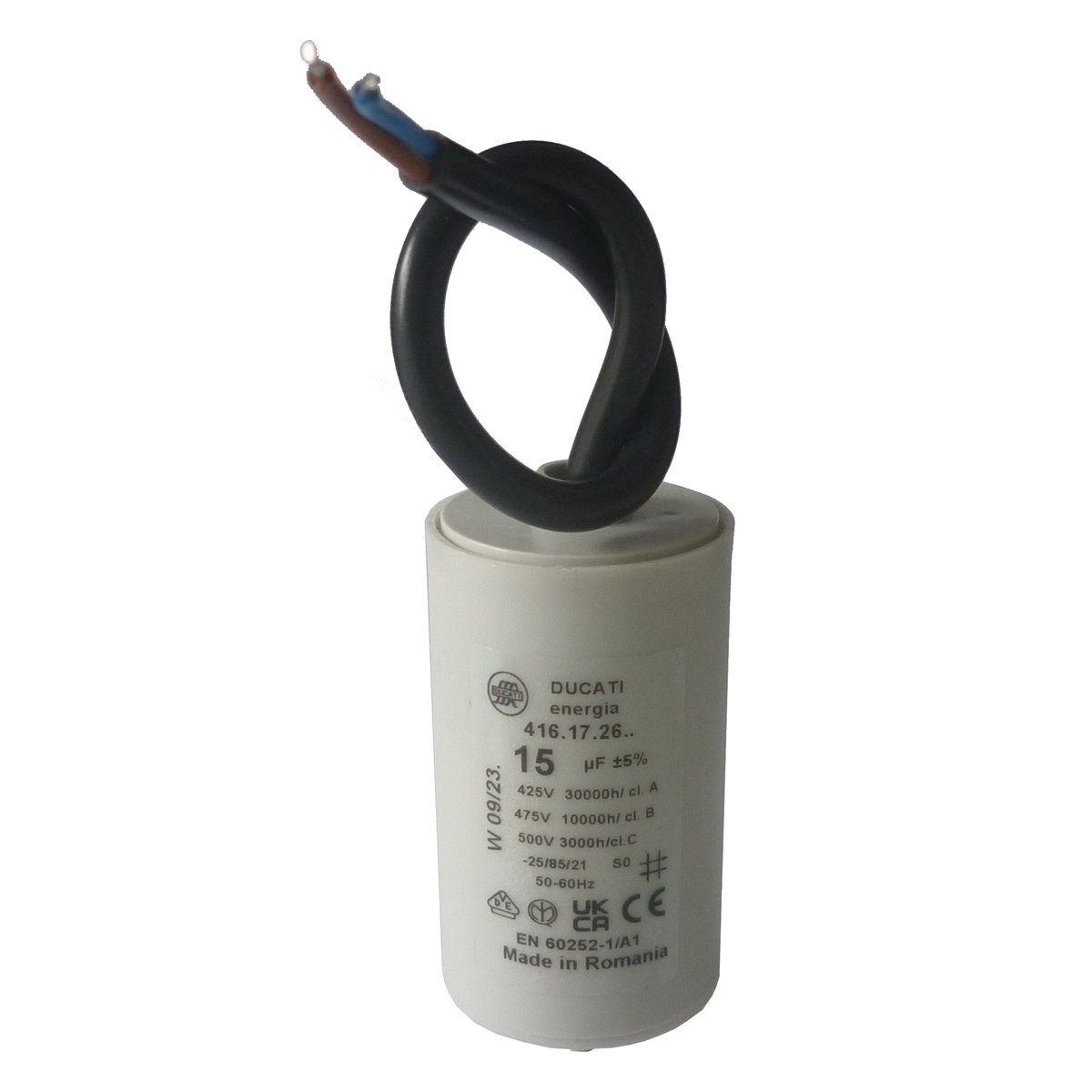 Anlaufkondensator 15µF 450V | mit Kabel I 34x70mm I 15uF I Motorkondensator m Anlaufkondensator 15µF 450V | mit Kabel I 34x70mm I 15uF I Motorkondensator m