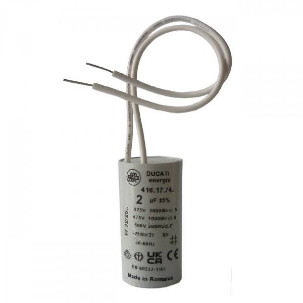 Betriebskondensator mit Drähten 2 µF DUCATI Motorkondensator